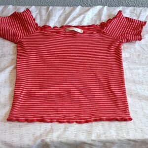 Heart Hips Red and White Striped Top